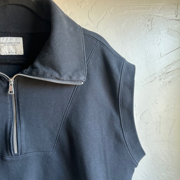 Abercrombie & Fitch Cropped Sweatshirt Half Zip Sleeveless Pullover Black Sz L - Picture 7 of 10